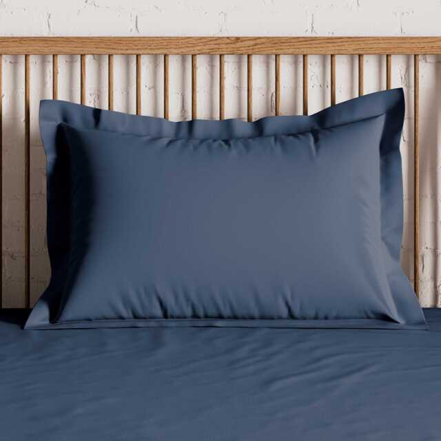By Bedeck 500 Thread Count Plain Dye Pair of Oxford Pillowcases, Navy - image 1