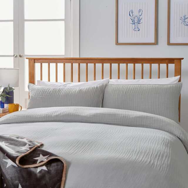 Helena Springfield Long Island Muslin Double Duvet Cover SET, Silver - image 1