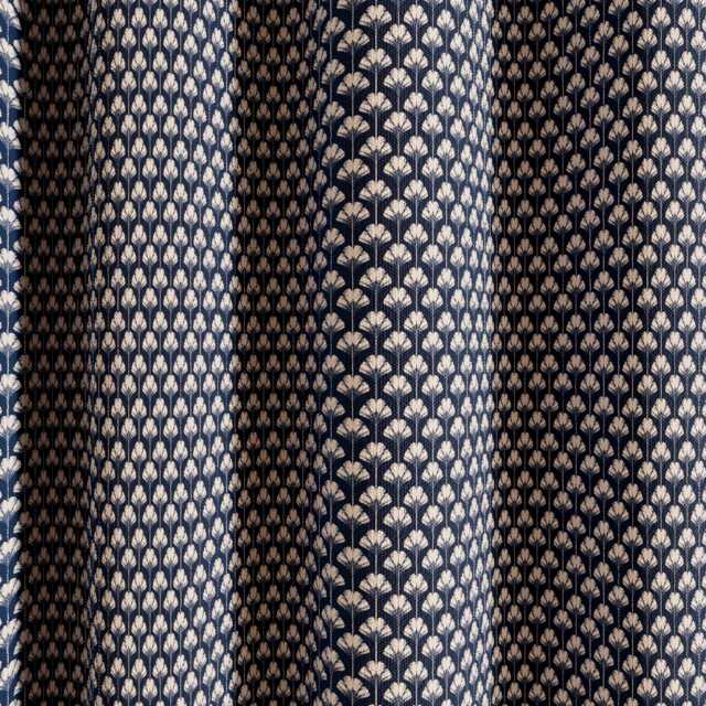 "Ted Baker Palm Geo Lined Curtains 90"" x 90"", Navy" - image 1