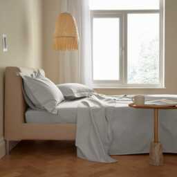 By Bedeck 500 Thread Count Plain Dye Single Flat Sheet, Silver - thumbnail 2