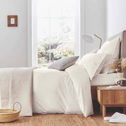 Murmur Linen Rich Plain Dye Still Double Duvet Cover, Ivory - thumbnail 2