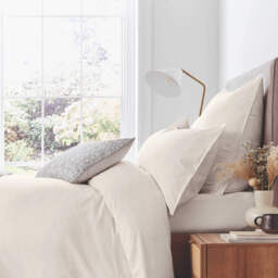 Murmur Linen Rich Plain Dye Still Double Duvet Cover, Ivory - thumbnail 1
