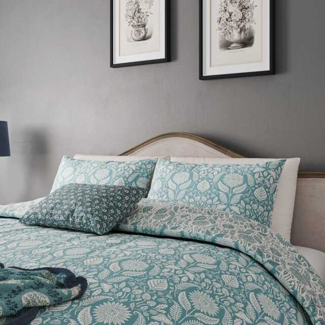 Helena Springfield Harvest Moon Sunflowers Super Kingsize Duvet Cover SET, Teal - image 1
