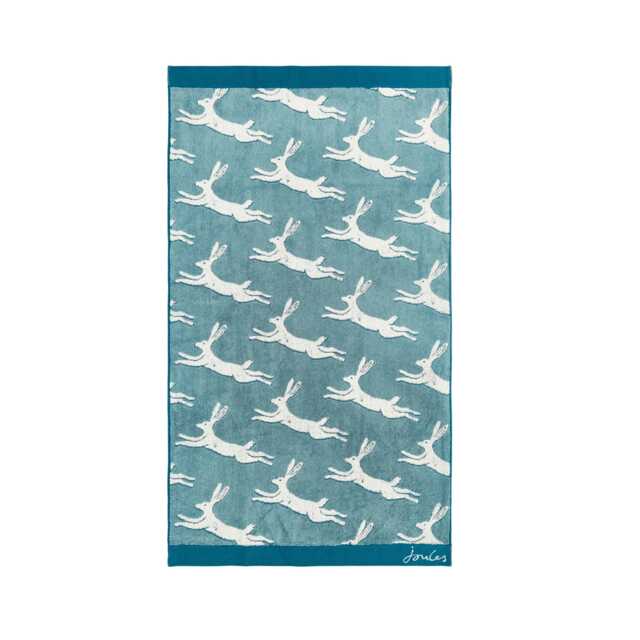 Joules Jumping Hare Bath Towel, Teal
