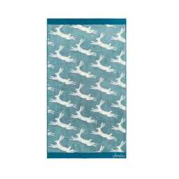 Joules Jumping Hare Bath Towel, Teal - thumbnail 1