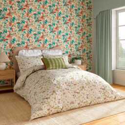Sanderson Aril's Garden Double Duvet Cover Set, Olive & Mulberry - thumbnail 2