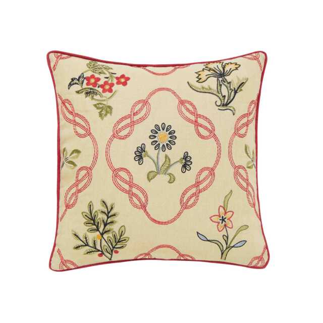 William Morris Strawberry Thief Cushion, Crimson - image 1