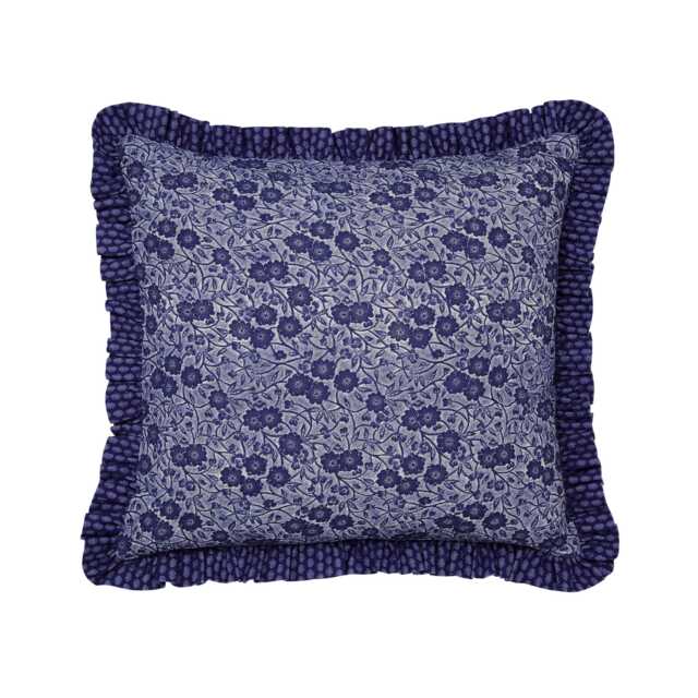 Burleigh x Bedeck of Belfast Calico Frilled Edge Cushion 50cm x 50cm, Blue - image 1