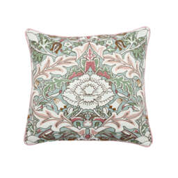 William Morris Strawberry Thief/Severne Embroidered Cushion 50cm x 30cm, Cochineal Pink - thumbnail 1