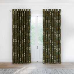 "Helena Springfield Simply Scandi Frey Lined Curtains 66"" x 72"", Green" - thumbnail 1