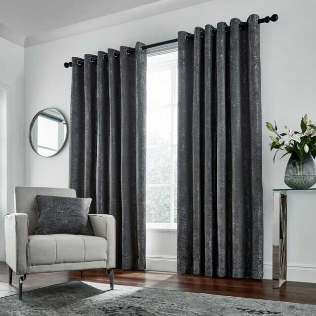 "Helena Springfield Roma Lined Curtains 66"" x 54"", Gun Metal" - image 1
