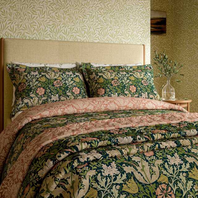Morris & Co Compton Single Duvet Cover SET, Green Indigo - image 1