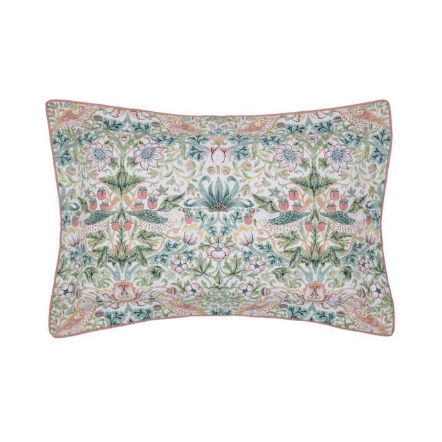 William Morris Strawberry Thief Oxford Pillowcase, Cochineal Pink - image 1