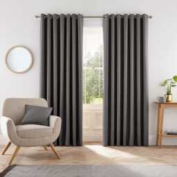 "Helena Springfield Eden Lined Curtains 66"" x 54"", Charcoal" - thumbnail 1