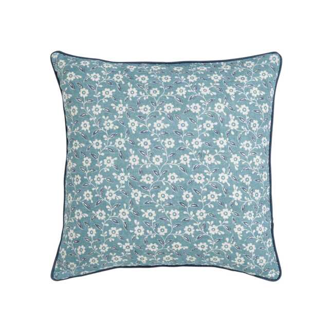 Helena Springfield Harvest Moon Folk Ditsy Cushion 45cm x 45cm, Blue/Teal - image 1