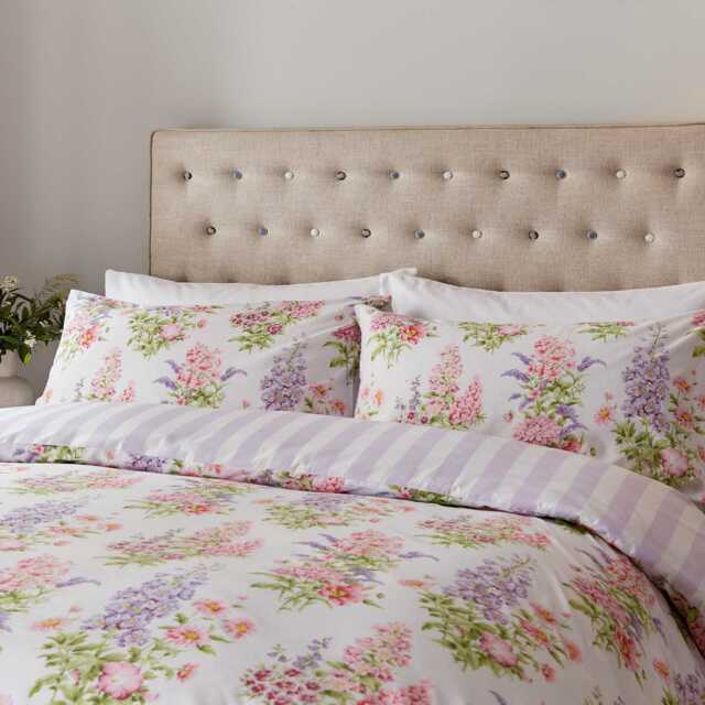 Helena Springfield Fable Delphinium Kingsize Duvet Cover SET, Lilac & Spring Green - image 1
