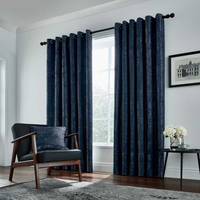 "Helena Springfield Roma Lined Curtains 66"" x 54"", Navy" - image 1