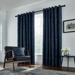 "Helena Springfield Roma Lined Curtains 66"" x 54"", Navy" - thumbnail 1