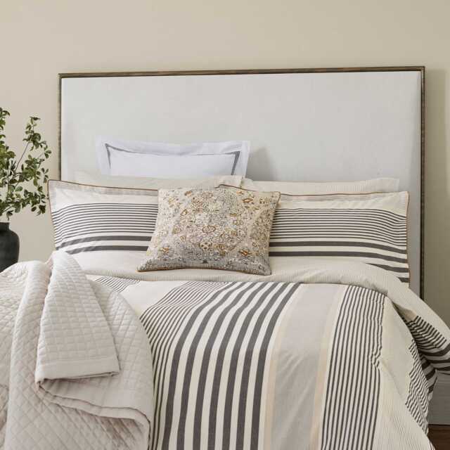 Bedeck of Belfast Alba Double Duvet Cover SET, Charcoal & Tan - image 1