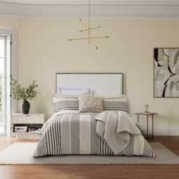 Bedeck of Belfast Alba Double Duvet Cover SET, Charcoal & Tan - thumbnail 2