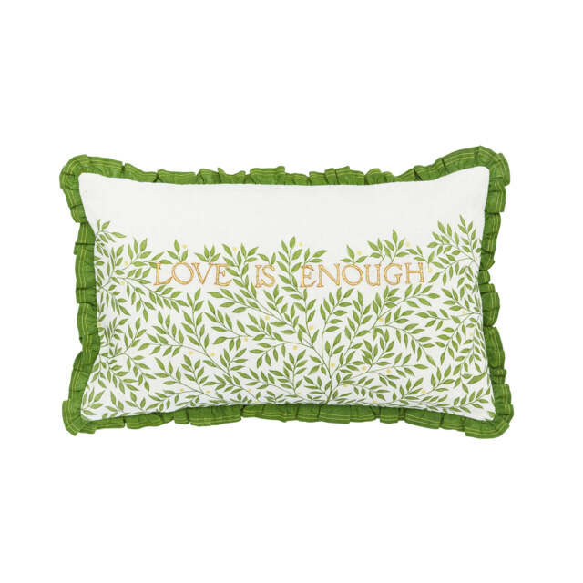 William Morris Lemon Tree/Willow Bough Embroidered Cushion 50cm x 30cm, Leaf Green - image 1