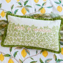 William Morris Lemon Tree/Willow Bough Embroidered Cushion 50cm x 30cm, Leaf Green - thumbnail 2