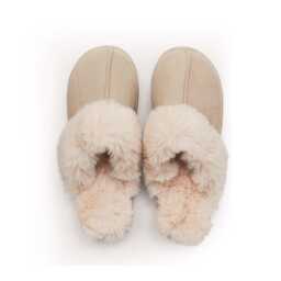 Murmur Tilda Faux Fur Slippers Size 4-5, Linen