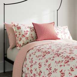 V&A Garden Rose Double Duvet Cover Set, Pink