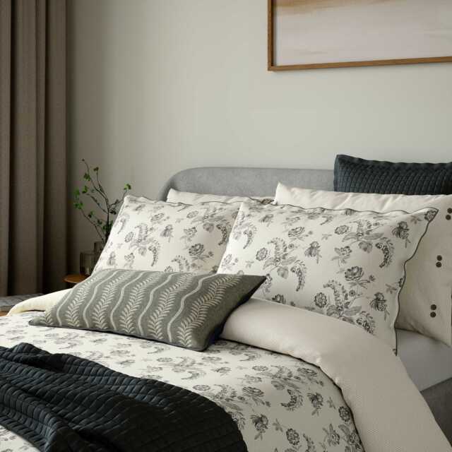 Bedeck of Belfast Ariane Kingsize Duvet Cover Set, Charcoal & Linen - image 1