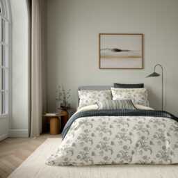 Bedeck of Belfast Ariane Kingsize Duvet Cover Set, Charcoal & Linen - thumbnail 2