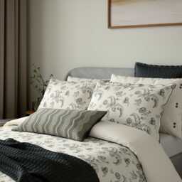 Bedeck of Belfast Ariane Kingsize Duvet Cover Set, Charcoal & Linen - thumbnail 1