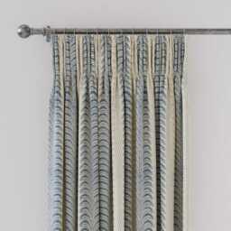 "Land & Shore Fintra Stripe Lined Curtains 66"" x 72"", Blue/Red" - thumbnail 1