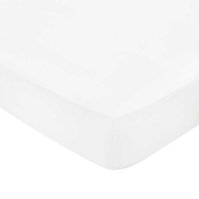 Bedeck of Belfast Fine Linens 400 Thread Count Sateen Plain Dye Single Fitted Sheet, White - image 1