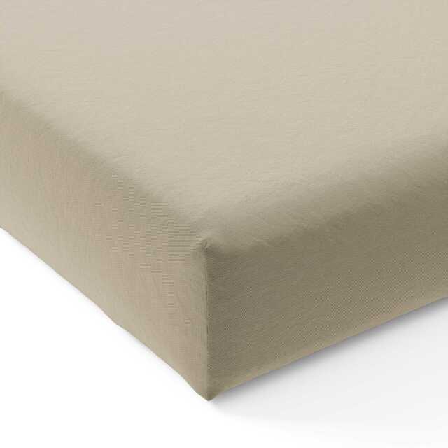 Bedeck of Belfast 200 Thread Count Plain Dye Kingsize Fitted Sheet, Stone - image 1