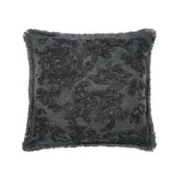 Burleigh x Bedeck of Belfast Regal Peacock Embroidered Cushion 50cm x 50cm, Charcoal/White - thumbnail 1