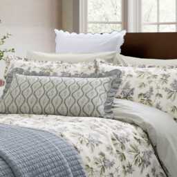 Bedeck of Belfast Clarence Pair of Standard Pillowcases, Silver/Green - thumbnail 2