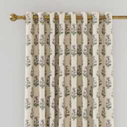 "Joules Chamomile Lined Curtains 66"" x 54"", Oat/Lilac" - thumbnail 1