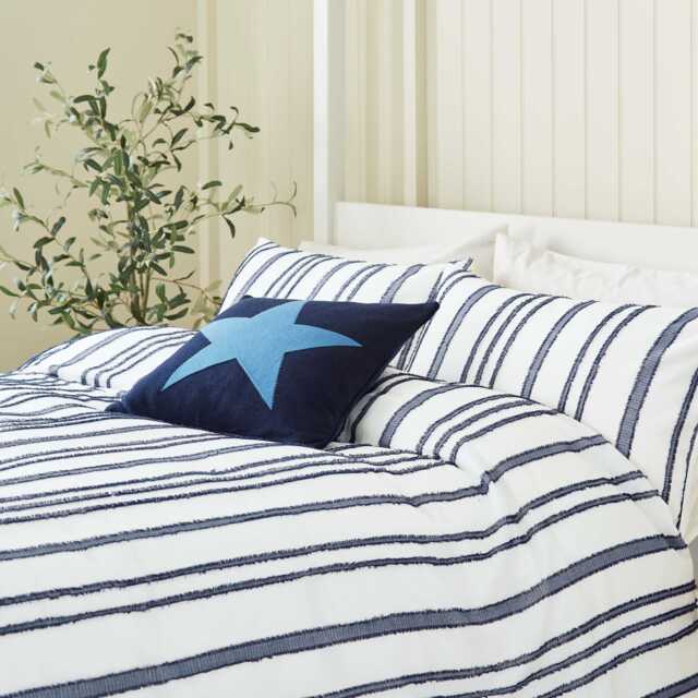 Helena Springfield Long Island Clipped Stripe Super Kingsize Duvet Cover Set, Navy - image 1