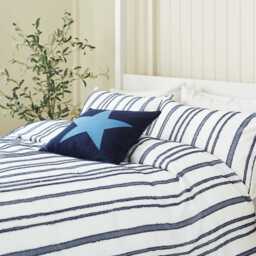Helena Springfield Long Island Clipped Stripe Super Kingsize Duvet Cover Set, Navy - thumbnail 1