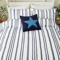 Helena Springfield Long Island Clipped Stripe Super Kingsize Duvet Cover Set, Navy - thumbnail 2