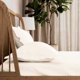 By Bedeck 500 Thread Count Plain Dye Single Fitted Sheet, Cream