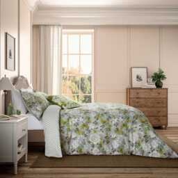 English Heritage Eagle House Damask Single Duvet Cover SET, Seagrass - thumbnail 2