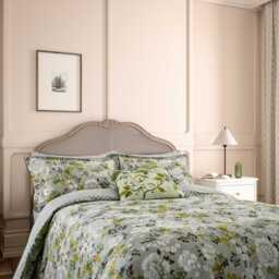 English Heritage Eagle House Damask Single Duvet Cover SET, Seagrass - thumbnail 1