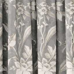 "V&A Daffodil Dreams Lined Curtains 66"" x 54"", Grey" - thumbnail 1
