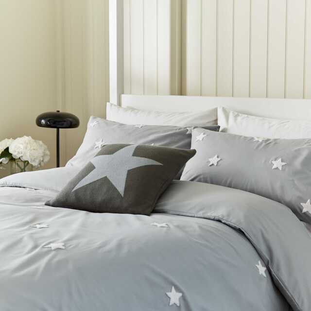 Helena Springfield Long Island Tufted Star Single Duvet Cover Set, Grey - image 1