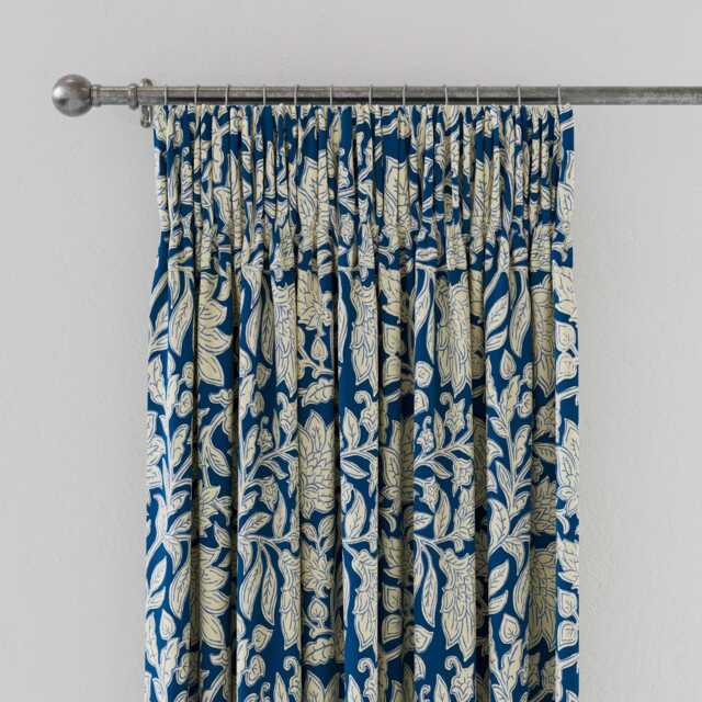 "Land & Shore Rowallane Lined Curtains 66"" x 54"", Blue" - image 1
