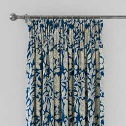 "Land & Shore Rowallane Lined Curtains 66"" x 54"", Blue" - thumbnail 1