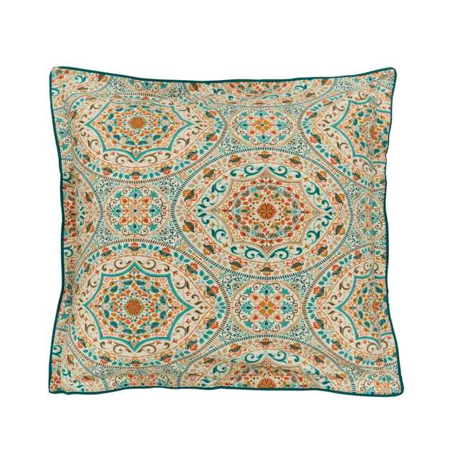 Bedeck of Belfast Addison Pair of Square Oxford Pillowcases, Gold & Teal - image 1