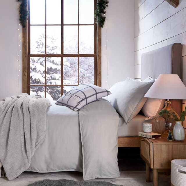 Murmur Laila Brushed Cotton Single Duvet Cover, Cloud Grey - image 1