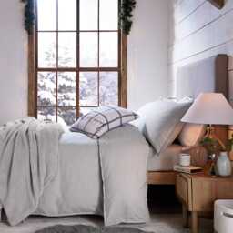 Murmur Laila Brushed Cotton Single Duvet Cover, Cloud Grey - thumbnail 1